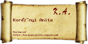 Korányi Anita névjegykártya