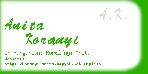 anita koranyi business card